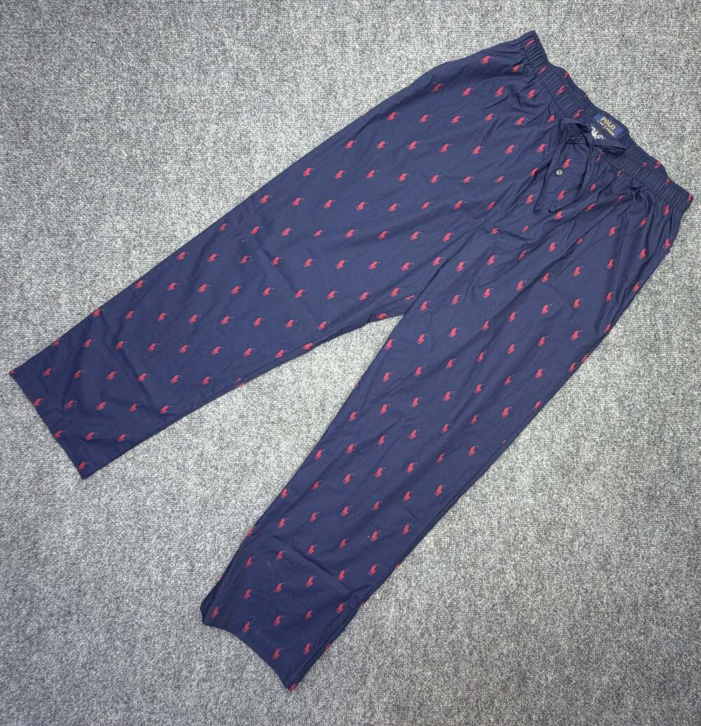 Polo Ralph Lauren Mens L Navy Red All Over Pony Cotton Pajama Lounge Pants NWT